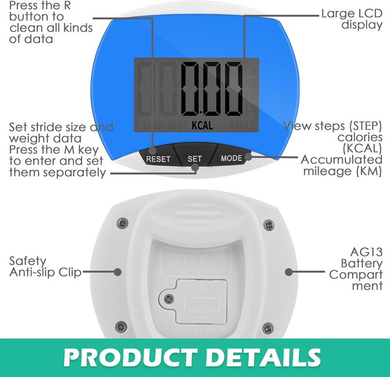 Copkim 24 Pcs Pedometer for Walking Bulk LCD Step Counter with Calories Burned Portable Accurately Step Tracker for Women Man Adults Jogging Hiking Running Walking - Image 3